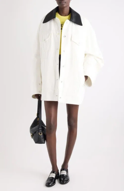Givenchy Oversize Denim Trucker Jacket With Leather Collar In Yellow