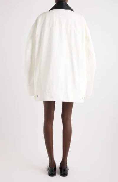 Givenchy Oversize Denim Trucker Jacket With Leather Collar In Yellow