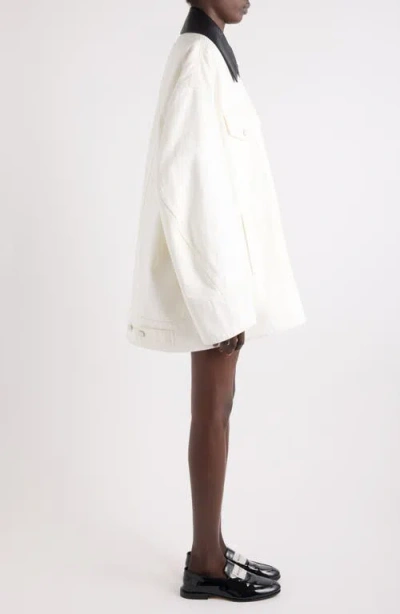 Givenchy Oversize Denim Trucker Jacket With Leather Collar In Yellow