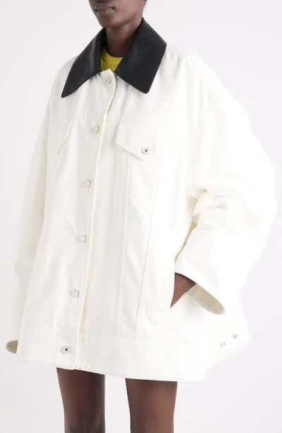 Givenchy Oversize Denim Trucker Jacket With Leather Collar In Yellow