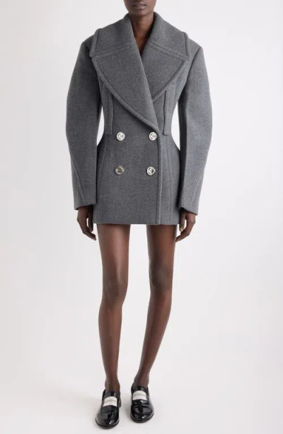 Givenchy Womens Slate Blend Double-breasted Notch-lapels Wool And Silk Coat In Gray