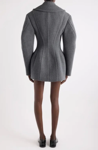 Givenchy Womens Slate Blend Double-breasted Notch-lapels Wool And Silk Coat In Gray