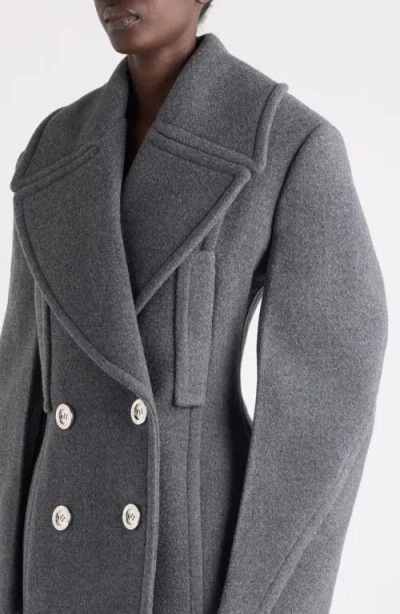Givenchy Womens Slate Blend Double-breasted Notch-lapels Wool And Silk Coat In Gray