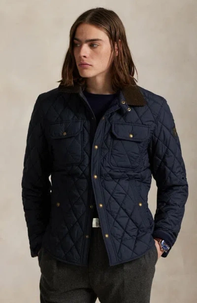 Polo Ralph Lauren Beaton Quilted Water-repellant Snap-front Jacket In Blue