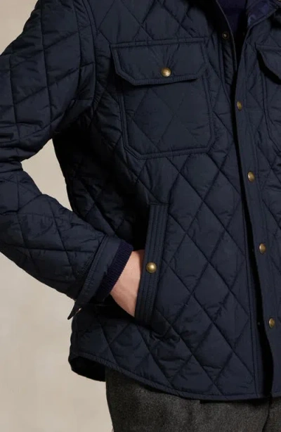 Polo Ralph Lauren Beaton Quilted Water-repellant Snap-front Jacket In Blue