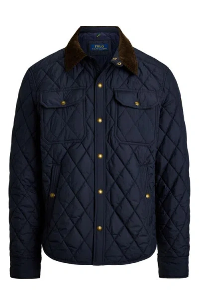 Polo Ralph Lauren Beaton Quilted Water-repellant Snap-front Jacket In Blue