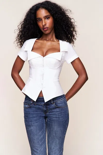 Danielle Guizio Ny Lia Buttondown Corset In White