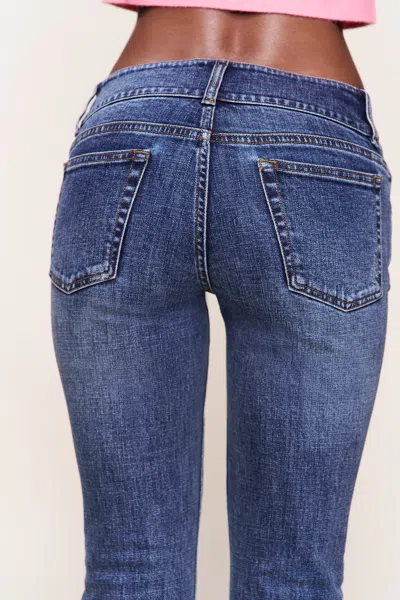 Danielle Guizio Ny Malia Low Rise Belted Flare Denim In Blue