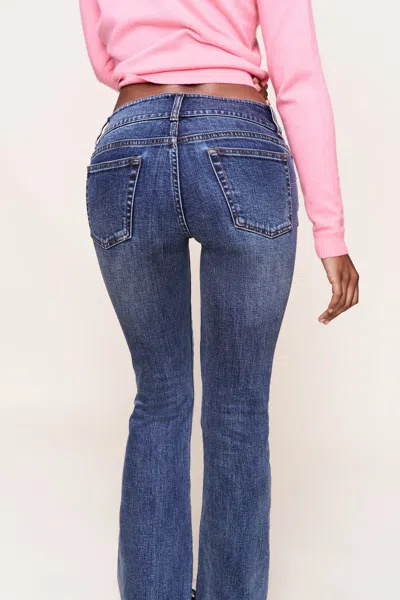 Danielle Guizio Ny Malia Low Rise Belted Flare Denim In Blue