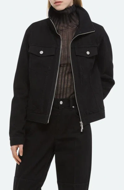 Helmut Lang Funnel Neck Trucker Jacket In Black