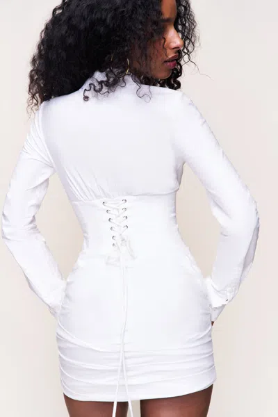 Danielle Guizio Ny Mynette Corset Shirt Dress In White