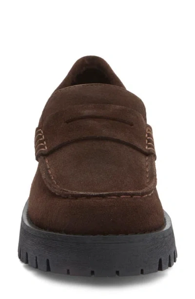 Steve Madden Langsten Platform Penny Loafer In Brown