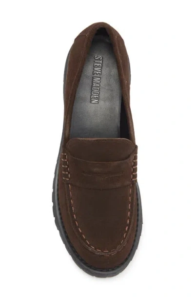Steve Madden Langsten Platform Penny Loafer In Brown