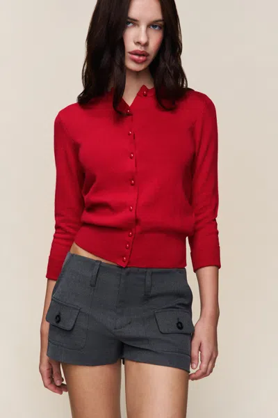 Danielle Guizio Ny Penelope Patch Pocket Short In Red