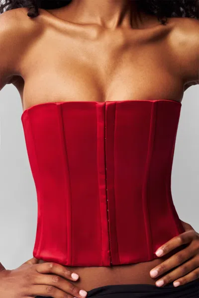 Danielle Guizio Ny Satin Corset In Red