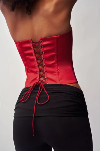 Danielle Guizio Ny Satin Corset In Red