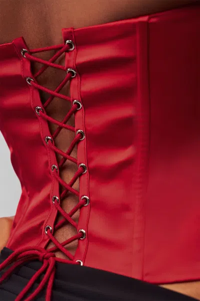 Danielle Guizio Ny Satin Corset In Red
