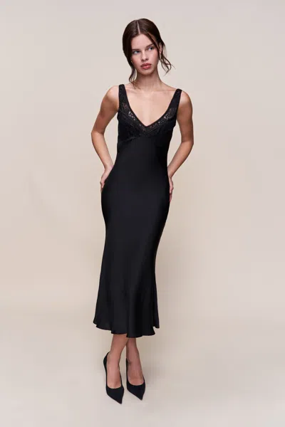 Danielle Guizio Ny Scaosi Lace Detail Slip Dress In Black