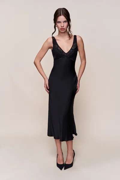 Danielle Guizio Ny Scaosi Lace Detail Slip Dress In Black