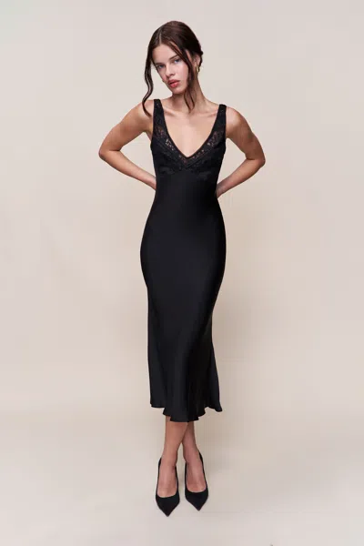 Danielle Guizio Ny Scaosi Lace Detail Slip Dress In Black