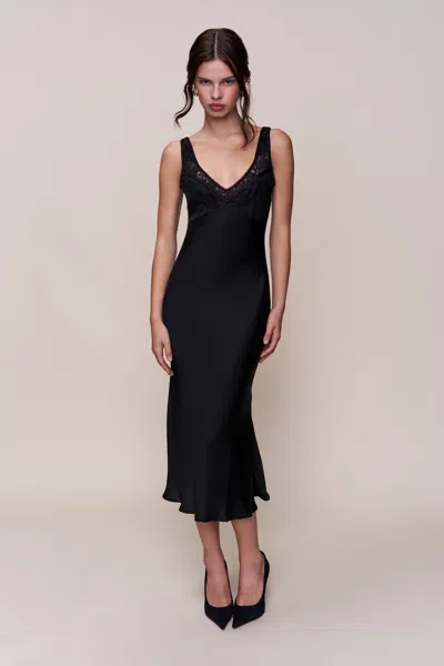 Danielle Guizio Ny Scaosi Lace Detail Slip Dress In Black