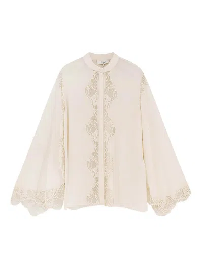 Chloé Blouse In Georgette And Lace In Neutral