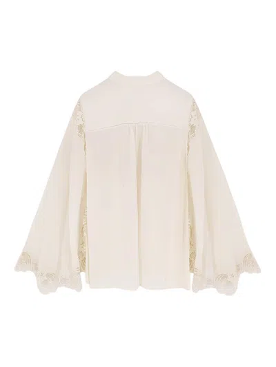 Chloé Blouse In Georgette And Lace In Neutral