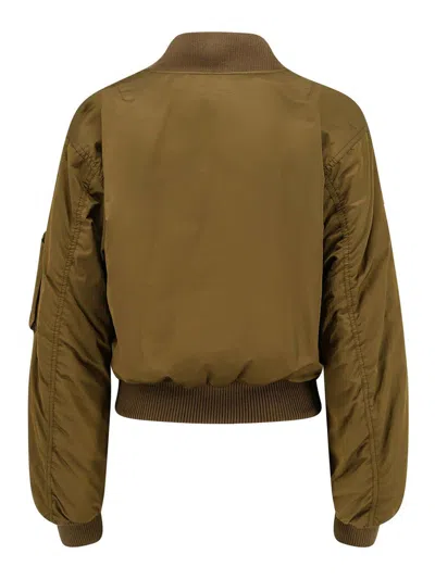 Chloé Zip-up Cropped Bomber Jacket In Brown