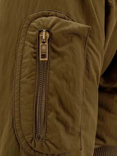 Chloé Zip-up Cropped Bomber Jacket In Brown