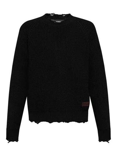 Dsquared2 Man Sweater Midnight Blue Size Xl Wool In Black