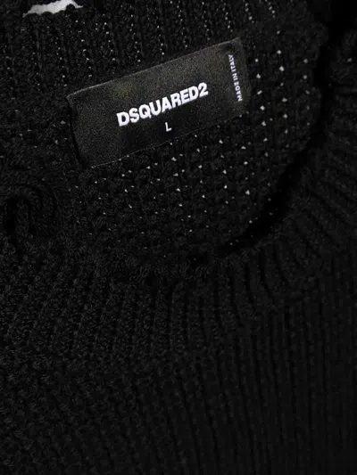 Dsquared2 Man Sweater Midnight Blue Size Xl Wool In Black