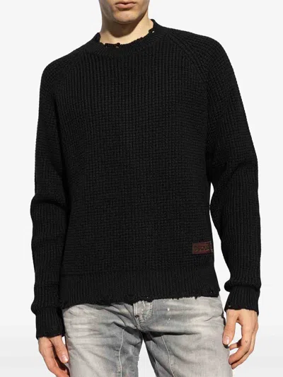 Dsquared2 Man Sweater Midnight Blue Size Xl Wool In Black
