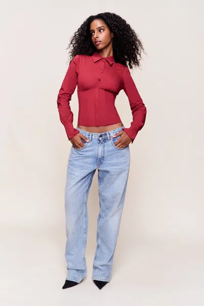 Danielle Guizio Ny Tailored Corset Long Sleeve In Red