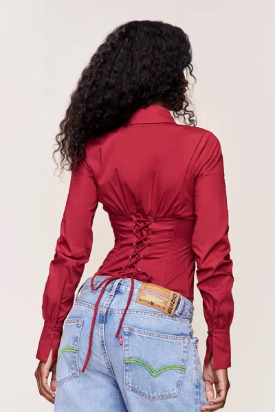 Danielle Guizio Ny Tailored Corset Long Sleeve In Red