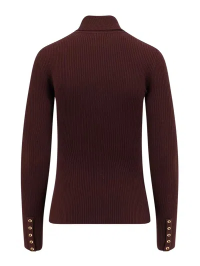 Elisabetta Franchi Ribbed Turtleneck In Burgundy