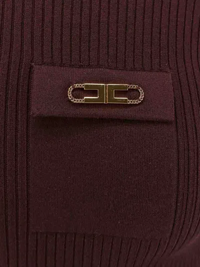 Elisabetta Franchi Ribbed Turtleneck In Burgundy