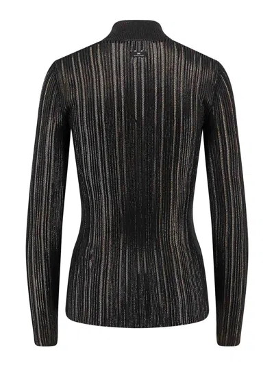 Elisabetta Franchi Metallic Fabric Turtleneck Sweater In Black