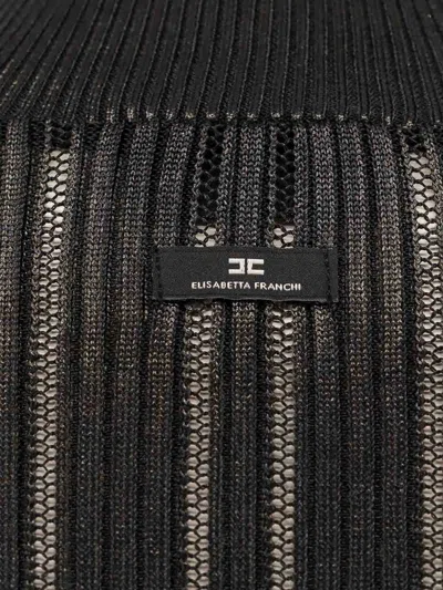 Elisabetta Franchi Metallic Fabric Turtleneck Sweater In Black