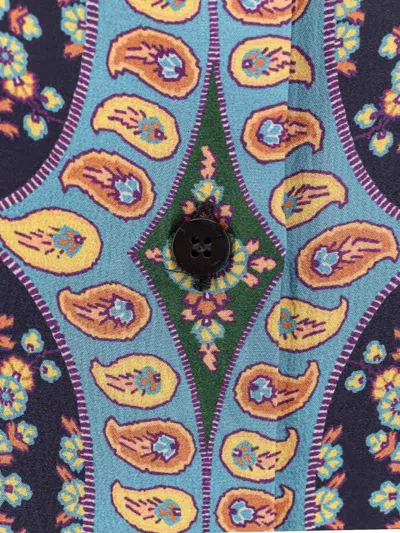 Etro Paisley-print Silk Shirt In Blue