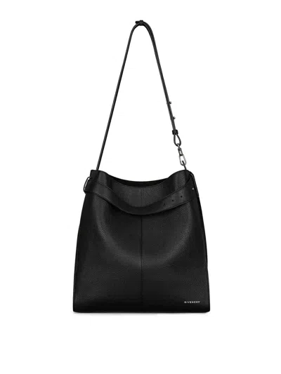 Givenchy Medium Grained Leather Belted Shoulder Bag In Black