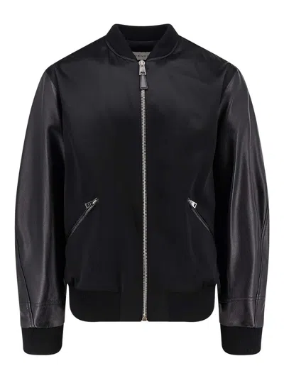 Givenchy Men Cotton And Nylon Jacket With Leather Sleeves In Black