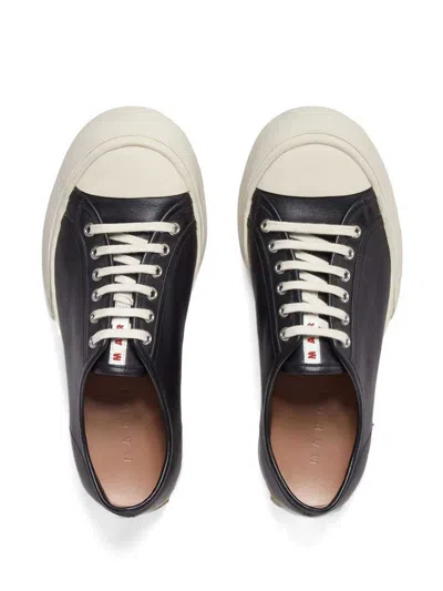 Marni Black Smooth Leather Sneakers In Black