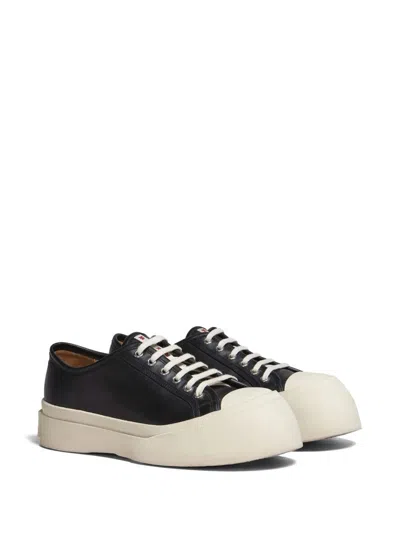 Marni Black Smooth Leather Sneakers In Black