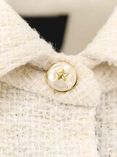 Pinko Textured White Jacket With Boxy Silhouette In Neutral