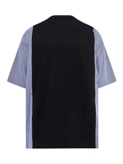 Sacai Mens Navy X Blue Stripe Shirt-sleeve Striped Cotton T-shirt In Blue