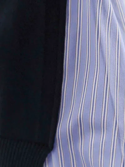 Sacai Cotton Cardigan With Mesh Inserts In Blue