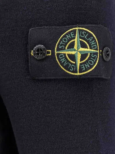 Stone Island Certified Virgin Wool Cardigan In Blue