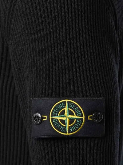 Stone Island Black Wool Turtleneck Sweater In Black