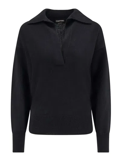 Tom Ford Cashmere Polo Shirt/sweater In Black