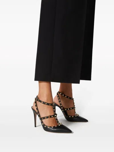 Valentino Garavani Studded Leather Decollete Pumps In Black